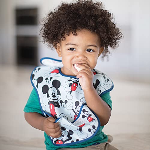 Bumkins Disney Mickey Mouse SuperBib, Baby Bib, Waterproof, Washable, Stain and Odor Resistant, 6-24 Months (Pack of 2) - Classic/Icon