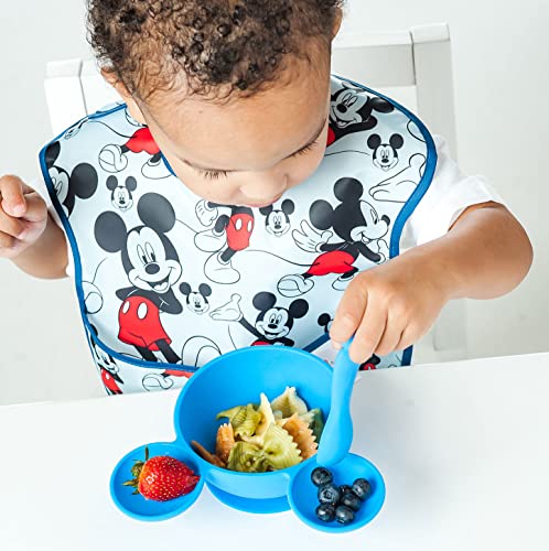 Bumkins Disney Mickey Mouse SuperBib, Baby Bib, Waterproof, Washable, Stain and Odor Resistant, 6-24 Months (Pack of 2) - Classic/Icon