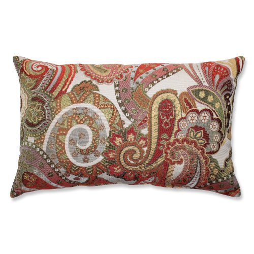 Pillow Perfect 540023 Perfect Crazy Rosewood Rectangular Throw Pillow, Red