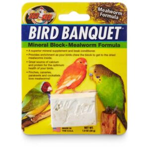 zoo med mealworm bird banquet block, small