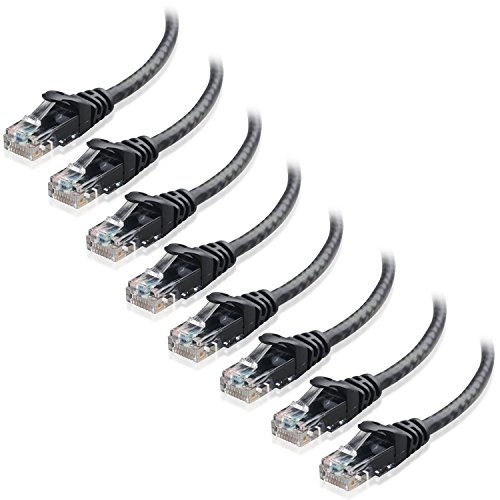 Cable Matters 8-Pack Snagless Short Cat5e Ethernet Cable 1 ft (Cat5e Cable, Cat 5e Cable, Internet Cable, Network Cable) in Black