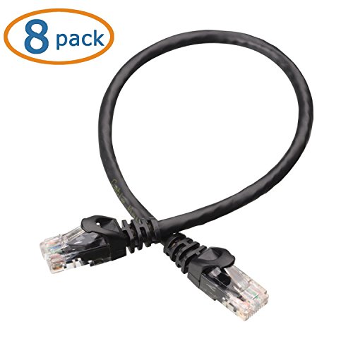 Cable Matters 8-Pack Snagless Short Cat5e Ethernet Cable 1 ft (Cat5e Cable, Cat 5e Cable, Internet Cable, Network Cable) in Black