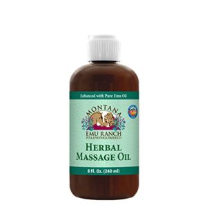 montana emu ranch - herbal massage oil 8 ounces - for pet and livestock - enhanced with pure emu oil