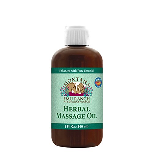 Montana Emu Ranch - Herbal Massage Oil 8 Ounces - for Pet and Livestock - Enhanced with Pure Emu Oil