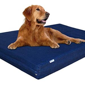 Dogbed4less XL Orthopedic Waterproof Memory Foam Dog Bed with Durable Denim Cover for Large Dogs and Extra Pet Bed Cover, 47X29X4 Fits 48X30 Crate