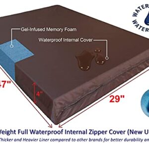 Dogbed4less XL Orthopedic Waterproof Memory Foam Dog Bed with Durable Denim Cover for Large Dogs and Extra Pet Bed Cover, 47X29X4 Fits 48X30 Crate