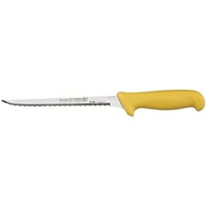 mundial y5514-8e narrow, stiff, and micro-serrated fish fillet knife, yellow