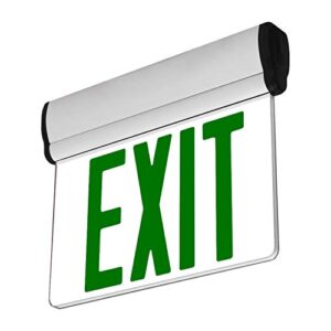 lfi lights | edge-lit green exit sign | modern design brushed aluminum housing | all led | single-sided clear acrylic panel | hardwired with battery backup | ul listed | (1 pack) | elrt-g (sc)