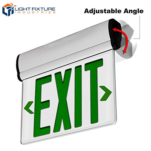 LFI Lights | Edge-Lit Green Exit Sign | Modern Design Brushed Aluminum Housing | All LED | Single-Sided Clear Acrylic Panel | Hardwired with Battery Backup | UL Listed | (1 Pack) | ELRT-G (SC)