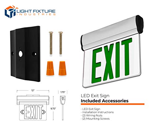 LFI Lights | Edge-Lit Green Exit Sign | Modern Design Brushed Aluminum Housing | All LED | Single-Sided Clear Acrylic Panel | Hardwired with Battery Backup | UL Listed | (1 Pack) | ELRT-G (SC)