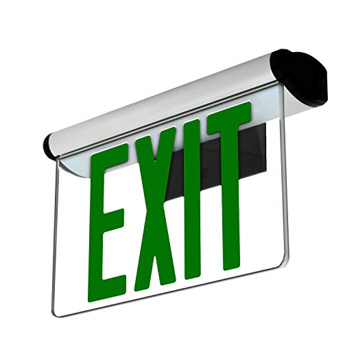 LFI Lights | Edge-Lit Green Exit Sign | Modern Design Brushed Aluminum Housing | All LED | Single-Sided Clear Acrylic Panel | Hardwired with Battery Backup | UL Listed | (1 Pack) | ELRT-G (SC)