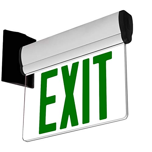 LFI Lights | Edge-Lit Green Exit Sign | Modern Design Brushed Aluminum Housing | All LED | Single-Sided Clear Acrylic Panel | Hardwired with Battery Backup | UL Listed | (1 Pack) | ELRT-G (SC)