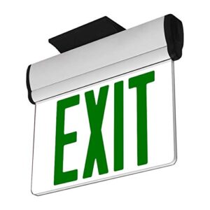 LFI Lights | Edge-Lit Green Exit Sign | Modern Design Brushed Aluminum Housing | All LED | Single-Sided Clear Acrylic Panel | Hardwired with Battery Backup | UL Listed | (1 Pack) | ELRT-G (SC)