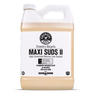 chemical guys cws_1011 maxi-suds ii foaming car wash soap (for foam cannons, foam guns or bucket washes) for cars, trucks, motorcycles, rvs & more, 128 oz (1 gallon), strawberry scent