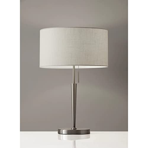 Adesso 3456-22 Hayworth Table Lamp, 22 in., 150W Incandescent/ 150W CFL, Brushed Steel, 1 Table Lighting