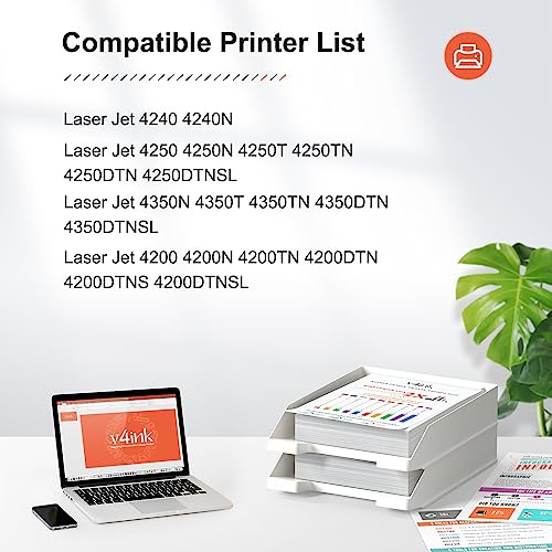 v4ink Compatible Toner Cartridge Replacement for 42X Q5942X Q5945X Q1338X Q1339X (1-Pack, High-Yield) work with LaserJet 4200 4250n 4250t 4250tn 4250dtn 4250dtnsl 4350n 4350t 4350tn 4350dtn 4350dtnsl Printer