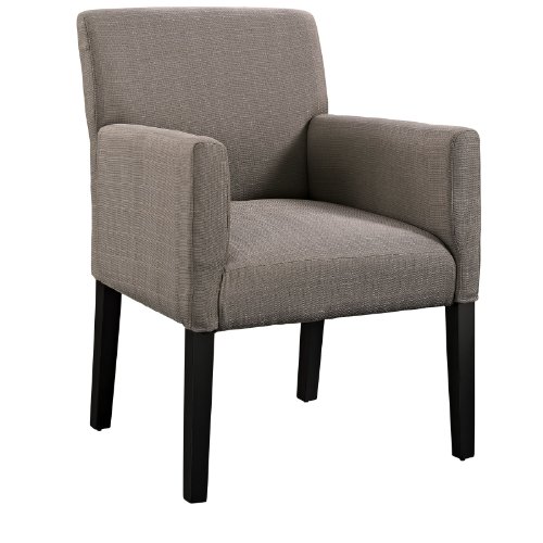 Modway Chloe Upholstered Fabric Modern Farmhouse Dining Arm Accent Chair in Gray