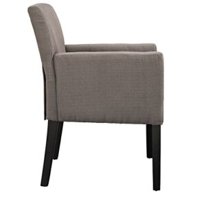 Modway Chloe Upholstered Fabric Modern Farmhouse Dining Arm Accent Chair in Gray