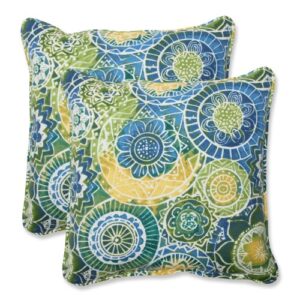 pillow perfect - 535265 outdoor/indoor omnia lagoon throw pillows, 18.5" x 18.5", blue, 2 pack