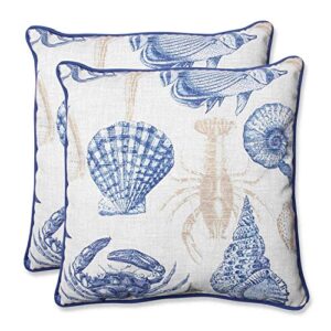 pillow perfect outdoor/indoor sealife marine throw pillows, 18.5" x 18.5", blue 2 count