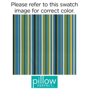 Pillow Perfect Stripe Outdoor Throw Accent Pillow, Plush Fill, Weather, and Fade Resistant, Large Lumbar - 16.5" x 24.5", Blue/Green Topanga, 2 Count