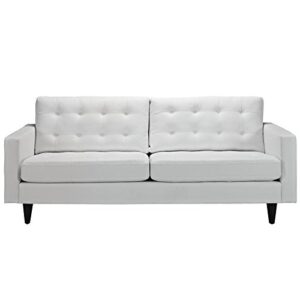 Modway Empress Mid-Century Modern Upholstered Leather Loveseat In White