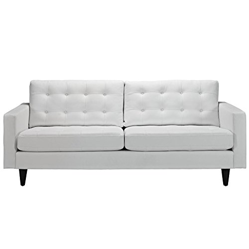 Modway Empress Mid-Century Modern Upholstered Leather Loveseat In White