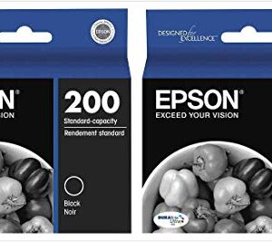 Epson Genuine 200 (T200120) DURABrite Ultra Black Ink Cartridge 2-Pack