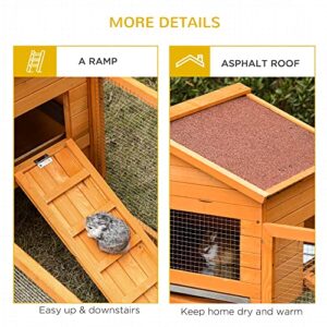 PawHut 62" Large Outdoor Rabbit Cage Small Animal Hutch Playpen With Run