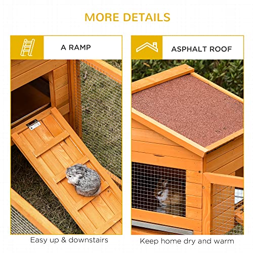 PawHut 62" Large Outdoor Rabbit Cage Small Animal Hutch Playpen With Run