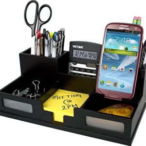 Victor Wood Desk Organizer with Smart Phone Holder, Midnight Black, 9525-5