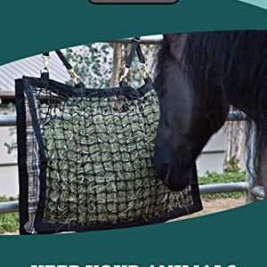 Kensington Slow Feed Hay Bag with Extra-Durable Nylon Straps Designed for Better Digestion, Colic-Free Feeding, 4 Flake, Black Ice