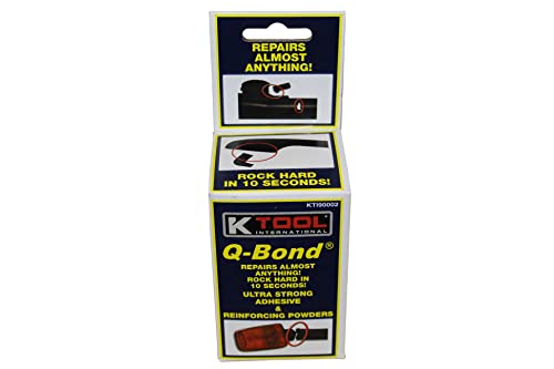 K Tool International 90002 Q Bond Ultra Strong Adhesive Kit for Garages, Repair Shops and, DIY, Repairs Hard Plastics/PVC/Metals, (2) Adhesive Bottles, (1) Plastic and (1) Metal Reinforcing Powders