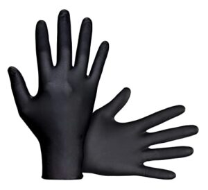 raven sas66518 sas safety powder free examination black nitrile gloves - 7 mil large