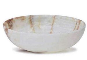 khan imports large white onyx stone bowl, decorative marble fruit bowl centerpiece - 12 inch