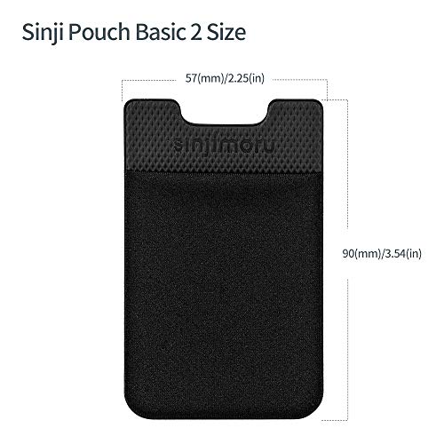 Sinjimoru Card Holder for Back of Phone, Stick on Wallet functioning as Credit Card Holder, Phone Wallet and iPhone Card Holder / Card Wallet for Cell Phone. Sinji Pouch Basic 2, Black