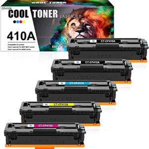 Cool Toner Compatible Toner Cartridge Replacement for HP 410A 410X Toner for HP Color Pro MFP M477fnw M477fdw M477fdn M477 Pro M452dn M452nw M452dw M452 Printer Toner (K/K/C/M/Y, 5 Packs)