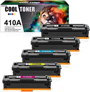 cool toner compatible toner cartridge replacement for hp 410a 410x toner for hp color pro mfp m477fnw m477fdw m477fdn m477 pro m452dn m452nw m452dw m452 printer toner (k/k/c/m/y, 5 packs)