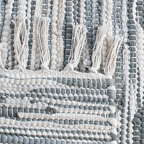 SAFAVIEH Montauk Collection Runner Rug - 2'3" x 6', Silver, Handmade Fringe Cotton, Ideal for High Traffic Areas in Living Room, Bedroom (MTK753A)