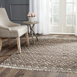 SAFAVIEH Natural Kilim Collection Runner Rug - 2'3" x 6', Brown & Ivory, Handmade Moroccan Boho Tribal Wool & Viscose, Ideal for High Traffic Areas in Living Room, Bedroom (NKM316A)