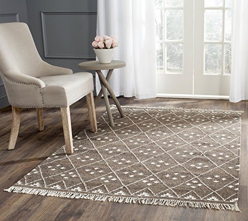 SAFAVIEH Natural Kilim Collection Runner Rug - 2'3" x 6', Brown & Ivory, Handmade Moroccan Boho Tribal Wool & Viscose, Ideal for High Traffic Areas in Living Room, Bedroom (NKM316A)