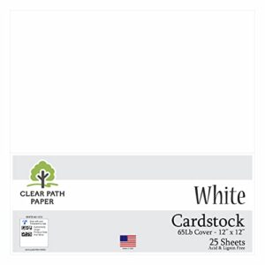 white cardstock - 12 x 12 inch - 65lb cover - 25 sheets - clear path paper