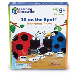 Learning Resources 10 on the Spot Ten Frame Game - 2-6 Players, Ages 5+ Math Learning Games for Kids, Kindergartner Activities