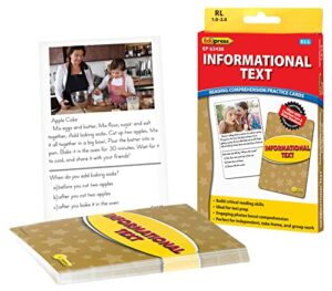 edupress reading comprehension practice cards, informational text, yellow level (ep63436)