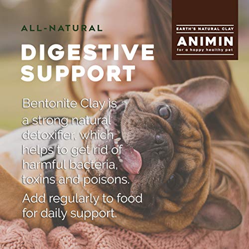 Earth's Living Animin Calcium Bentonite Clay for Pets | 13 oz | Alkalizing Detox Powder Relieves Arthritis, Diarrhea etc | Cleanses Toxins, Parasites, Bacteria | Supports Digestive and Immune System