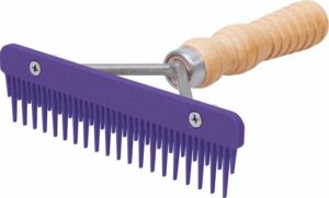 weaver leather mini fluffer comb with wood handle, purple, 69-6046-pu