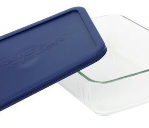 Pyrex COMINHKR067794 6017400 Simply Store 6-Cup Rectangular Bakeware Dish, 6 Box of 2 Containers, Clear; Blue Cover