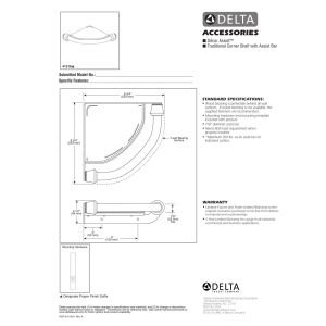 Delta Faucet 41316-SS Wall Mounted Traditional Corner Shelf with Assist Bar in Stainless