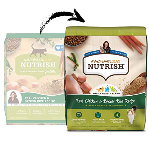 Rachael Ray Nutrish Premium Natural Dry Cat Food, Real Chicken & Brown Rice Recipe, 14 Pounds (Packaging May Vary)