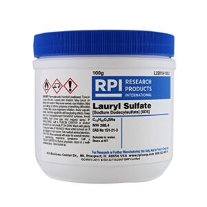 rpi sds [sodium dodecylsulfate] [lauryl sulfate], powder, 100 grams, ionic detergent for denaturing proteins